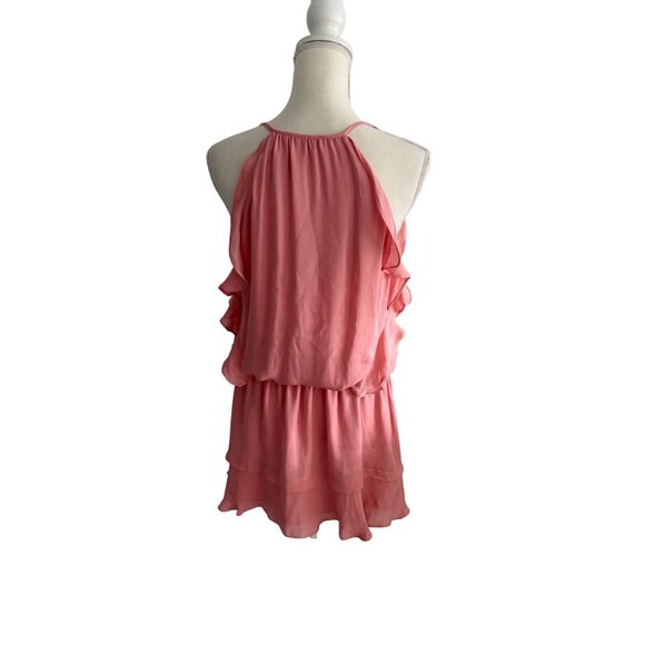 PARKER Carnation Pink Drop Waist Ruffle Dress Size Medium - Picture 3 of 7